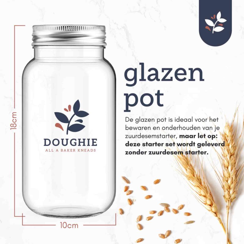 Doughie - Glazen pot met descriptie