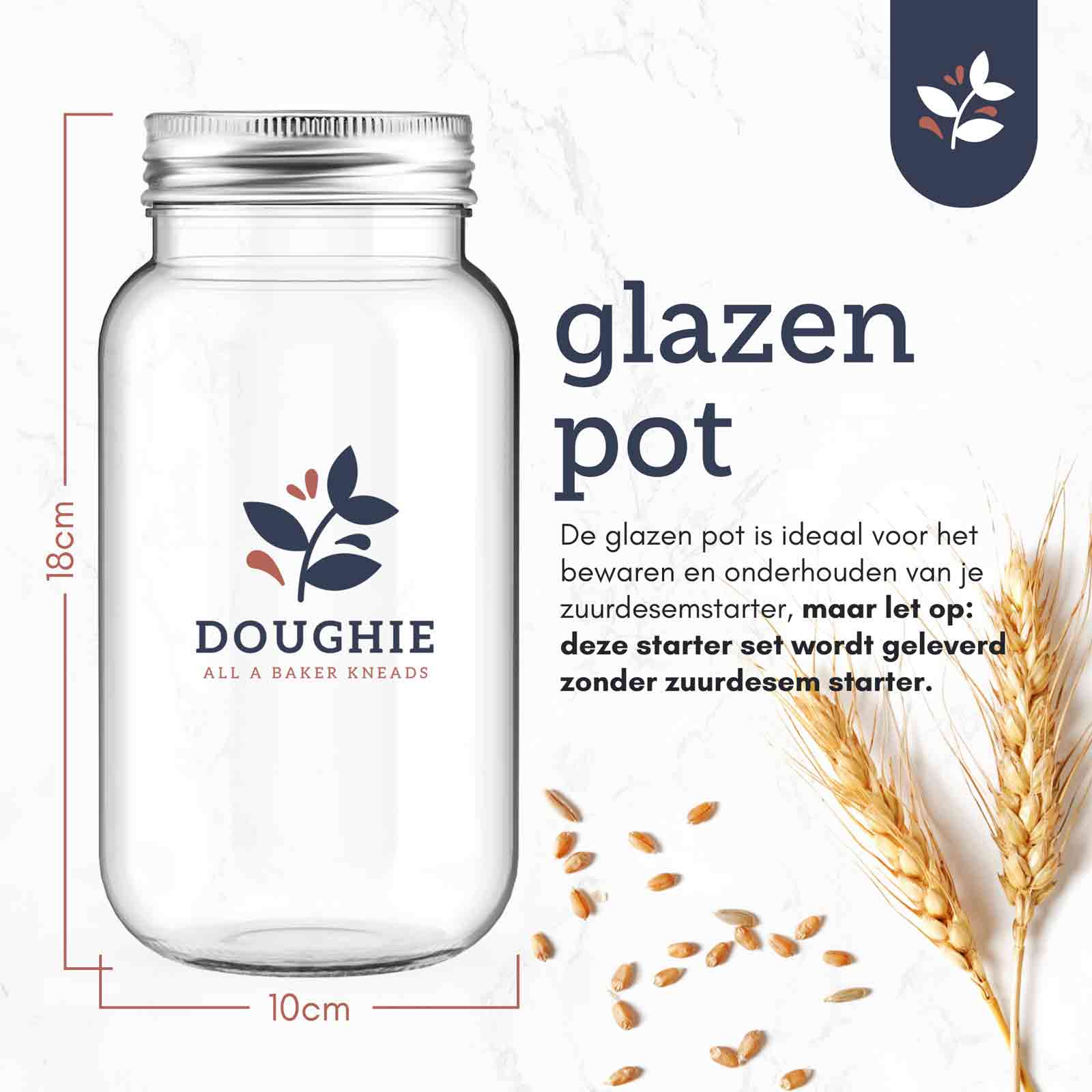 Doughie - Glazen pot met descriptie