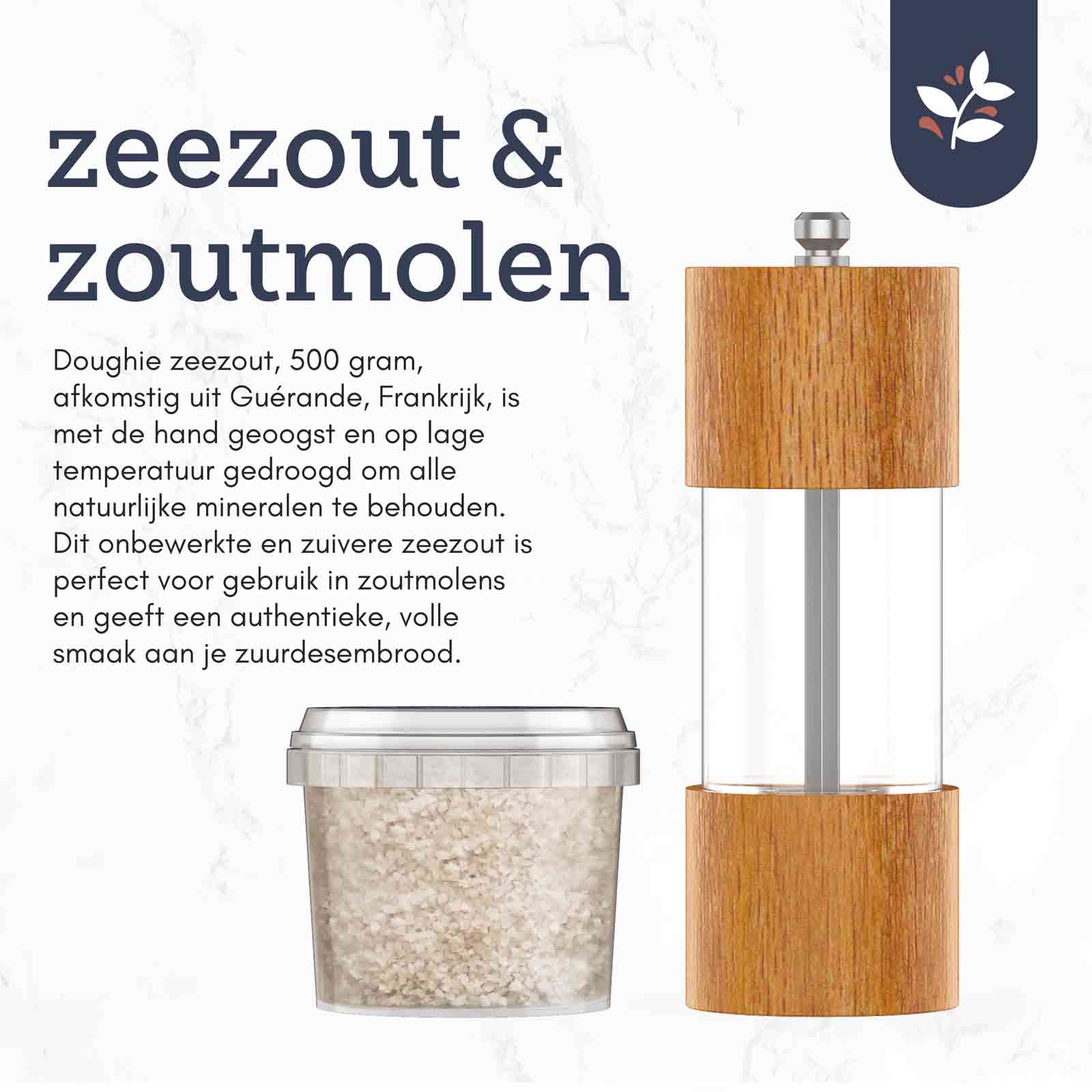Doughie - zeezout & zoutmolen met descriptie